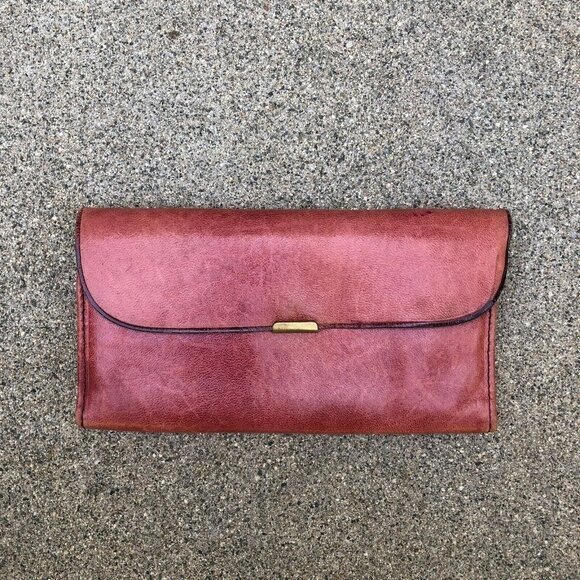 PRYM Handbags - Vintage ECHT 2 PRYM Leather Tri Fold Wallet Clutch Multi Pocket Purple RARE​​​​